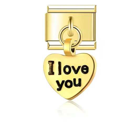 I Love You colgante dorado - Charm Italiano