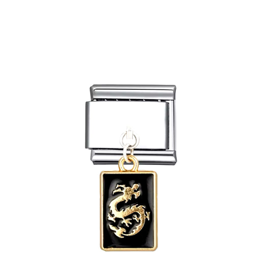 Colgante placa dragón dorado - Charm Italiano