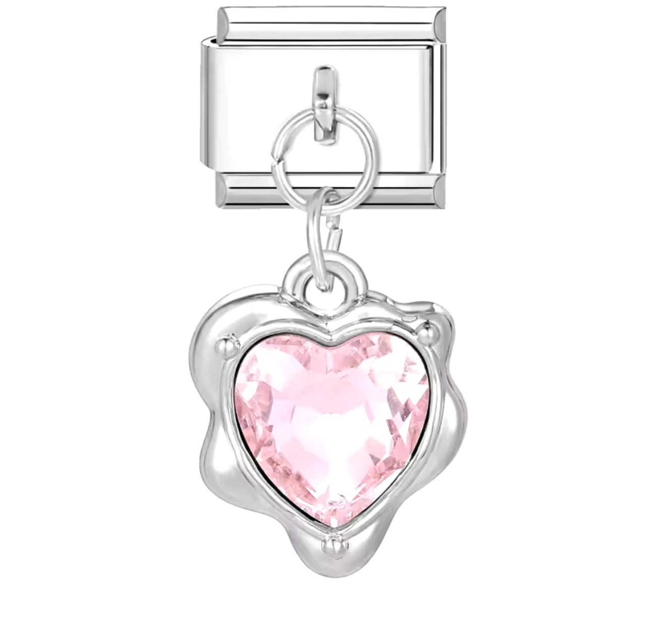 Colgante corazón circón rosa - Charm Italiano