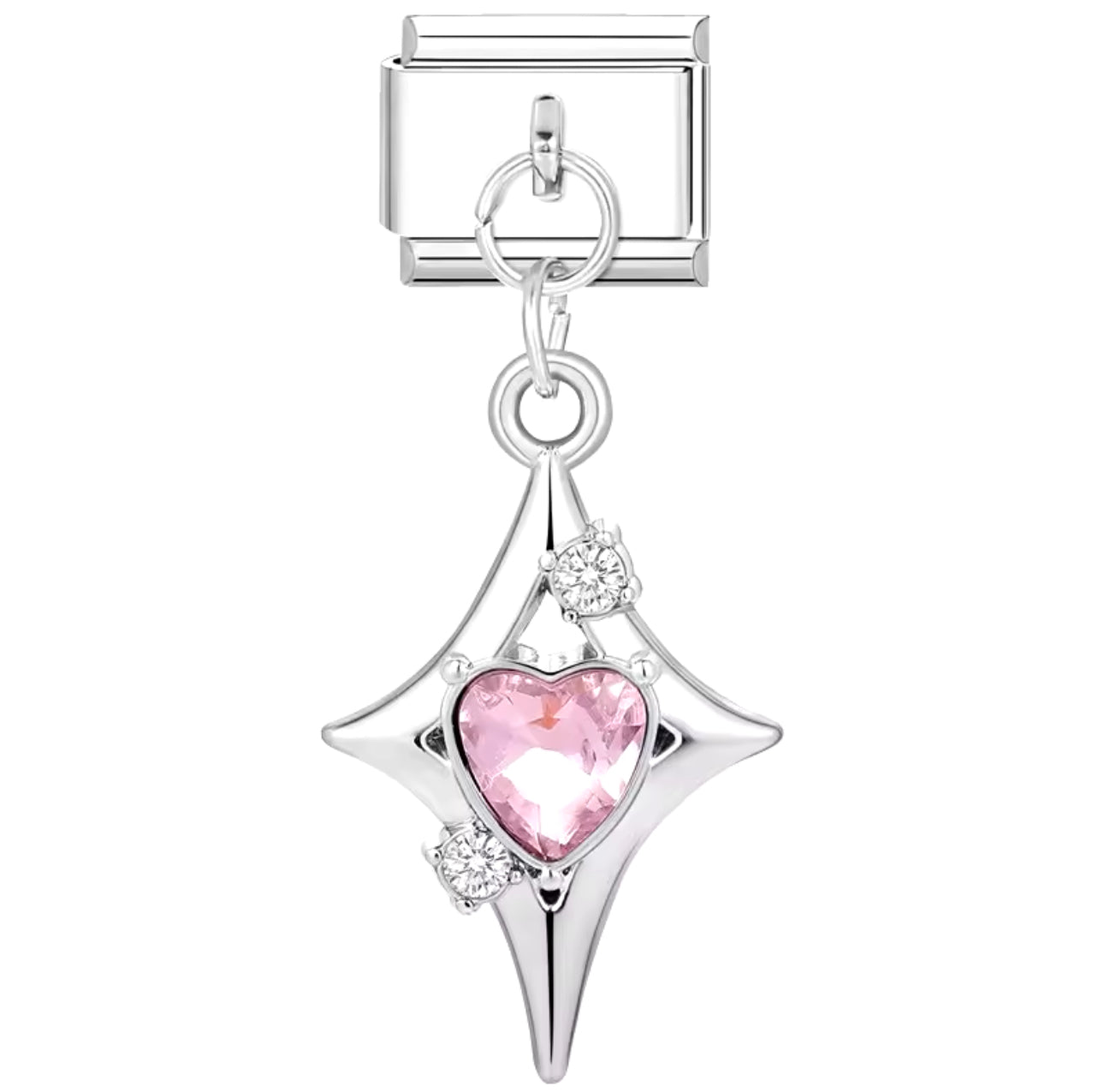 Colgante estrella con circón de corazón rosa - Charm Italiano