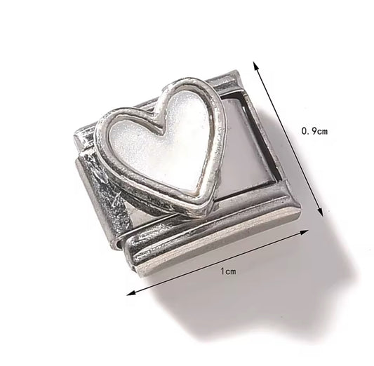 Corazón Blanco con relieve - Charm Italiano